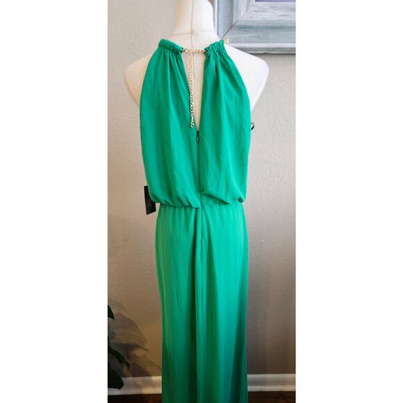 NWT Vince Camuto Women's Chain-Trim Blouson Halter Gown Maxi Dress Size 8 Green - Picture 5 of 10